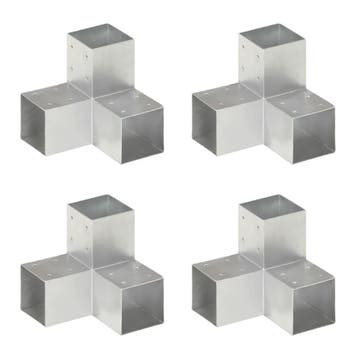 vidaXL Paalverbindingen 4 st Y-vorm 91x91 mm gegalvaniseerd, Verzenden, Nieuw
