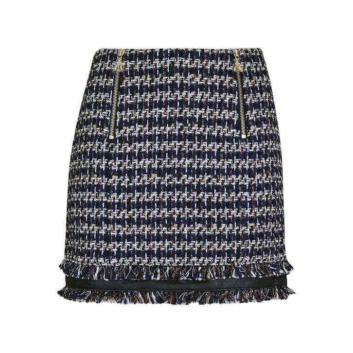 Patrizia Pepe • tweed mini rok • 34 (IT40), Kleding | Dames, Rokken, Blauw, Nieuw, Maat 34 (XS) of kleiner, Verzenden