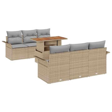 vidaXL Tuin Sofa Set met kussen 7 pcs beige en lichtgrijs, Tuin en Terras, Tuinsets en Loungesets, Verzenden, Nieuw, Rotan, 7 zitplaatsen