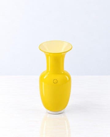 Venini - Opalino - Vaas - geel - Glas - Giallo Incamiciato