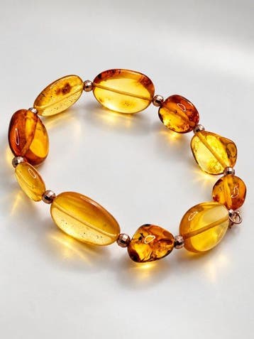 Designer sieraad - Baltische amber - Zilver 925 - Roze goud