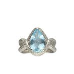 Ring - 18 karaat Witgoud Diamant (Natuurlijk) - Topaas, Nieuw