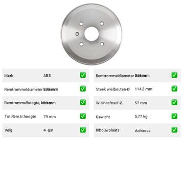 Remtrommel Achteras Chevrolet Tacuma – AutopartsOnline.nl, Verzenden, Nieuw, Chevrolet