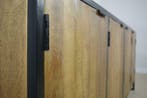 Dressoir massief Mango metaal 220cm br. voorraad actie prijs, Overige houtsoorten, Trendy industriële Industrieel vitrinekast glas metaal voorraad