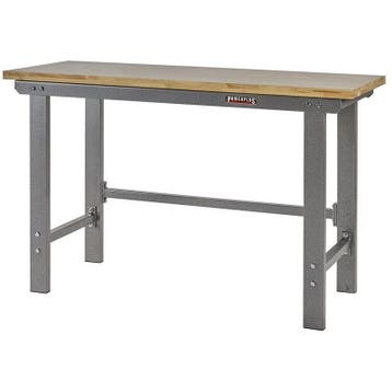 Werkbank grijs 150 cm met hardhouten blad en, Ophalen of Verzenden, Nieuw