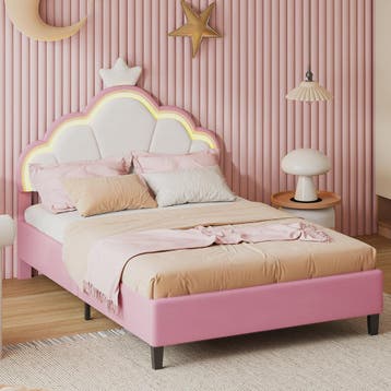 Betoverend Prinsessenbed met Kroon en LED-verlichting - Roze, Verzenden, Nieuw