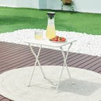 Tuintafel Vegårshei opvouwbaar 45x40x40 cm wit [en.casa], Tuin en Terras, Tuintafels, Verzenden, Nieuw