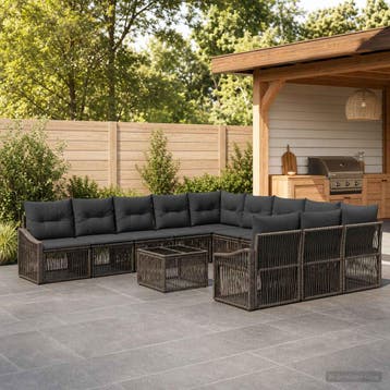 vidaXL Tuinbankenset 12 st Grijs poly rattan, Tuin en Terras, Verzenden, Nieuw, 2 zitplaatsen