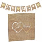 Slinger en gastenboek set van jute met wit en goud opdruk, Kleding | Dames, Verzenden, Beige, Sweet-One, Nieuw