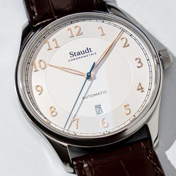 Nederlands horloge: Staudt Prelude Automatic (jong gebruikt), Sieraden, Tassen en Uiterlijk, Staal, Staal, Polshorloge, Ophalen of Verzenden