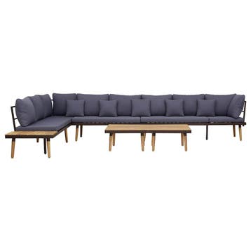 vidaXL Loungeset 8-zits met kussens massief acaciahout, Tuin en Terras, Tuinsets en Loungesets, Verzenden, Nieuw, Hout, Loungeset