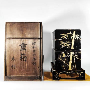 Doos - Houten basis, lak, goud Makie - 4-laags gouden