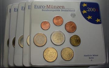 5 x 3,88 Euro,munten set 1 Cent-2 Euro 2004 A,d,f,g,j Dui..., Verzenden