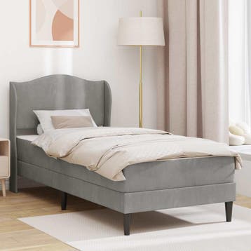 vidaXL Bedframe met matras Lichtgrijs 90 x 200 cm fluweel, Verzenden, Nieuw, Eenpersoons, Stof