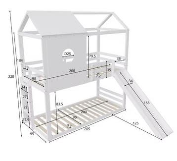 Houten kinderbed 90x200 cm met opbergtrap en valbeveiliging, Verzenden, Nieuw