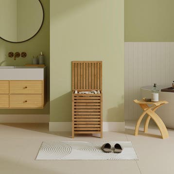 Wasmand Jystiand bamboe met waszak 57x40x40 cm naturel 64 L, Huis en Inrichting, Verzenden, Nieuw