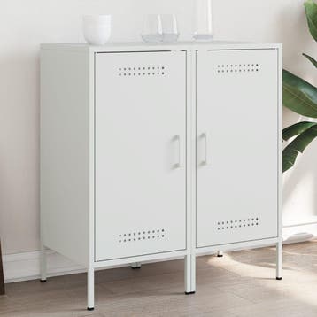 vidaXL Dressoirs 2 st 36x39x79 cm staal wit, Verzenden, Nieuw, Metaal, Minder dan 50 cm