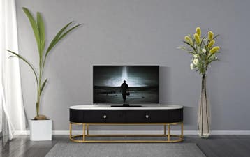 TV HOUDER MONTPELLIER ZWART CM 150X42X45, Ophalen of Verzenden, Nieuw