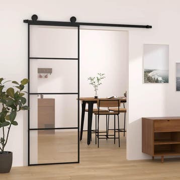 vidaXL Schuifdeur met beslag 76x205 cm ESG-glas en aluminium, Verzenden