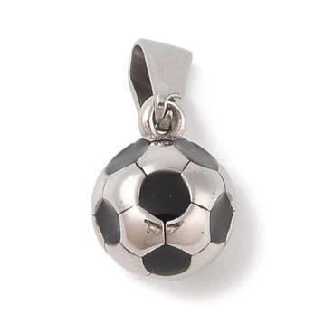 1 x 304 RVS bedel voetbal met emaille – 10 x 8 x 8 mm oog., Ophalen of Verzenden, Nieuw, Kraal