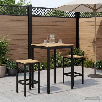 vidaXL Tuinbar Tafel Wit en zwart 70 x 68,5 x 105 cm, Verzenden, Nieuw