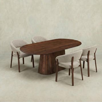 Mangohouten Eettafel Mick capsule bruin 240×110 cm, Verzenden, Nieuw, Industriële meubels, Overige vormen