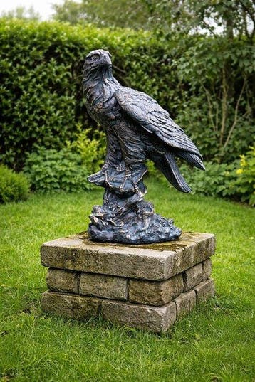 sculptuur, XXL fraaie verweerde brons look adelaar - 58 cm -