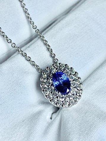 Ketting met hanger - 18 karaat Witgoud - 1.13ct. tw. Diamant