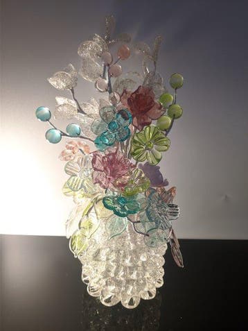Murano - Vaas (2) - Vaas met bloemenboeket - Muranoglas