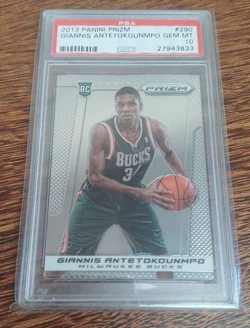 2013/14 Panini Prizm Giannis Antetokounmpo #290 Rookie - PSA, Nieuw