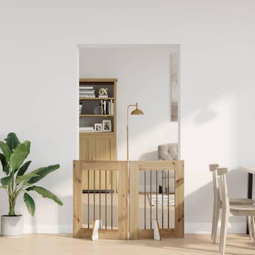 vidaXL Opvouwbaar hondenhek met standaards 2 st Artisanaal, Verzenden, Nieuw