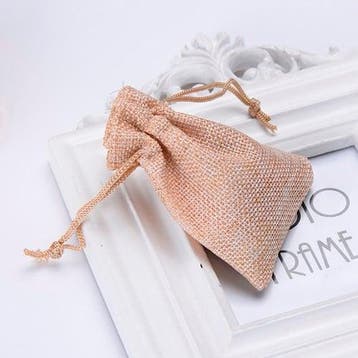 Cadeauzakje giftbag bruin linnen jute 7x9 cm pak ca. 50, Ophalen of Verzenden, Nieuw
