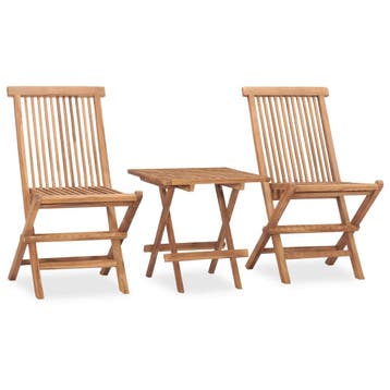 vidaXL 3-delige Tuinset inklapbaar massief teakhout, 2 zitplaatsen, Verzenden, Nieuw, Tuinset