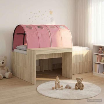 vidaXL Bed met Tunnel 3 st Artisian Eik en Roze Bewerkt hout, Verzenden, Nieuw, Bruin, Hout