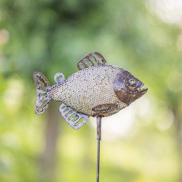 Sculptuuur voor buiten, Vis op staaf - 300 mm - Metaal -