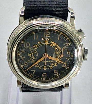 DOXA - Stahl Chrono - Kal. Valjoux 22 - schwarzes, Nieuw