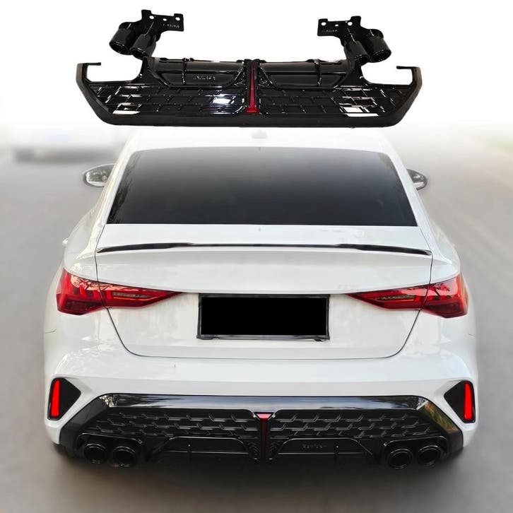 Diffuser With Black Exhaust Tips Voor Audi A3 S Line/S3 8Y, Auto-onderdelen, Carrosserie en Plaatwerk, Ophalen of Verzenden