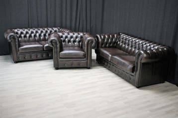 Chesterfield AANKOOP van alle soorten ook met schade, Gebruikt, Leer, Chesterfield