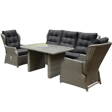 Ibiza stoel-bank loungeset 4-delig verstelbaar grijs, Tuin en Terras, Tuinsets en Loungesets, Ophalen of Verzenden, Nieuw, Wicker