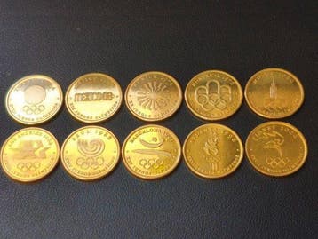 Olympische Spelen munten 22k goud - volledige collectie, Nieuw