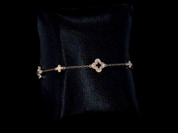 Online veiling: Armband, klavervier, 14 karaat roségoud (585, Nieuw