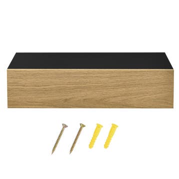 Wandplank met lade 50x24x12cm 2 stuks set zwart en houtlook, Verzenden, Nieuw