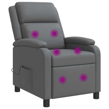 vidaXL Massage Recliner Grijs Kunstleer, Verzenden, Nieuw