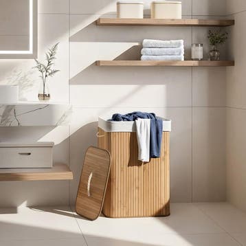 Wasmand incl. waszak - 72 L, beige, Verzenden, Nieuw