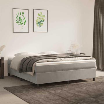 vidaXL Boxspring bed 180x200 cm fluweel lichtgrijs, Eenpersoons, Verzenden, Nieuw, 80 cm