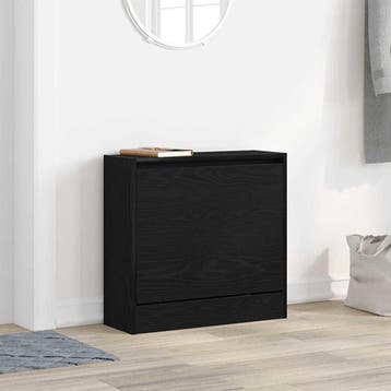 vidaXL Schoenenkast 60 x 21 x 57 cm Bewerkt hout Zwart Eiken, Verzenden, Nieuw