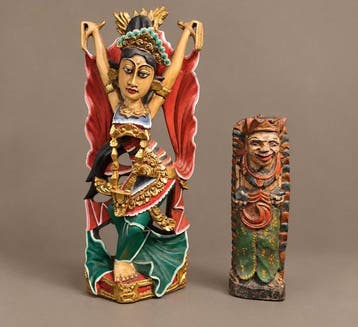 Twee Balinese houtsnijwerken - Beeld - Indonesië (Zonder, Antiek en Kunst