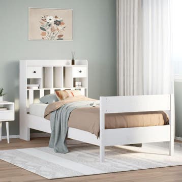 vidaXL Bed met boekenkast zonder matras grenenhout wit, Eenpersoons, Verzenden, Wit, Nieuw