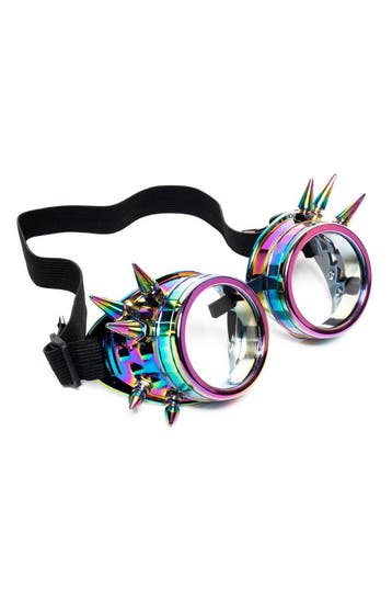 KIMU® Goggles Steampunk Bril Spikes Oliekleurig Montuur Held, Kleding | Dames, Ophalen of Verzenden, Nieuw, Carnaval