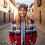 Alpaca trui dames, Peruvian zip up sweater adults, Overige kleuren, Verzenden, Maat 42/44 (L), Nieuw